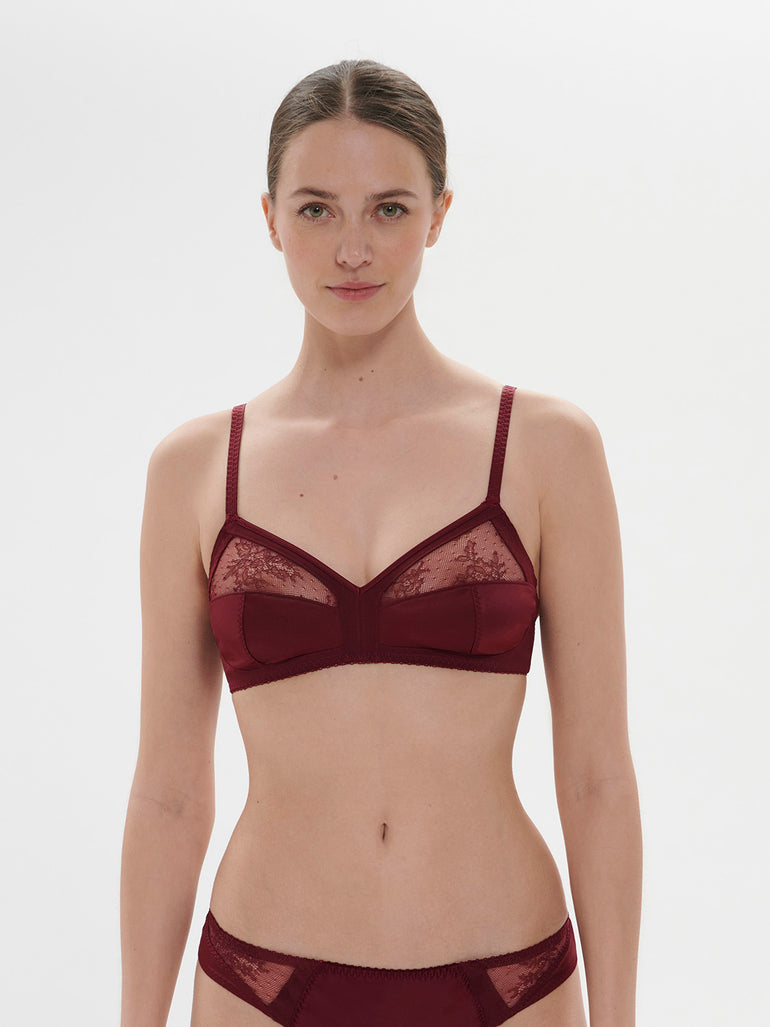 Soft cup triangle bra - Dark Red