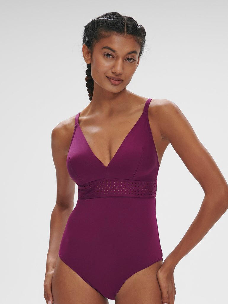 Underwired one-piece swimsuit - Blackberry