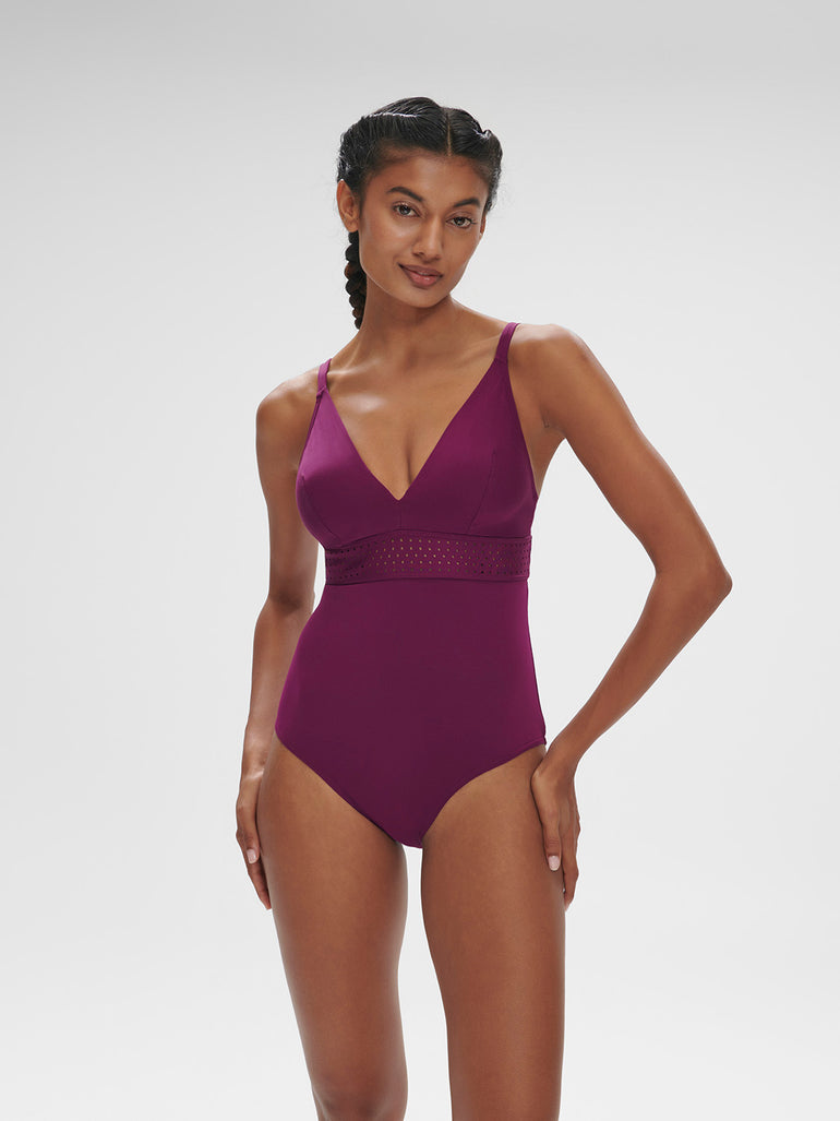 Underwired one-piece swimsuit - Blackberry