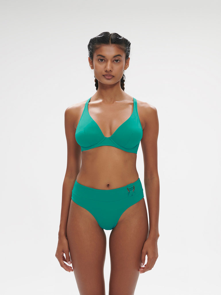 High-waist bikini brief - Waterfall Green