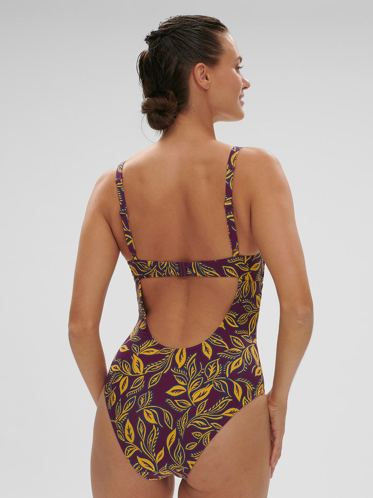 Underwired one-piece swimsuit - Agadir Purple Print