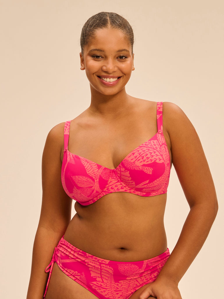 Underwired bikini top - Bright Rose Print