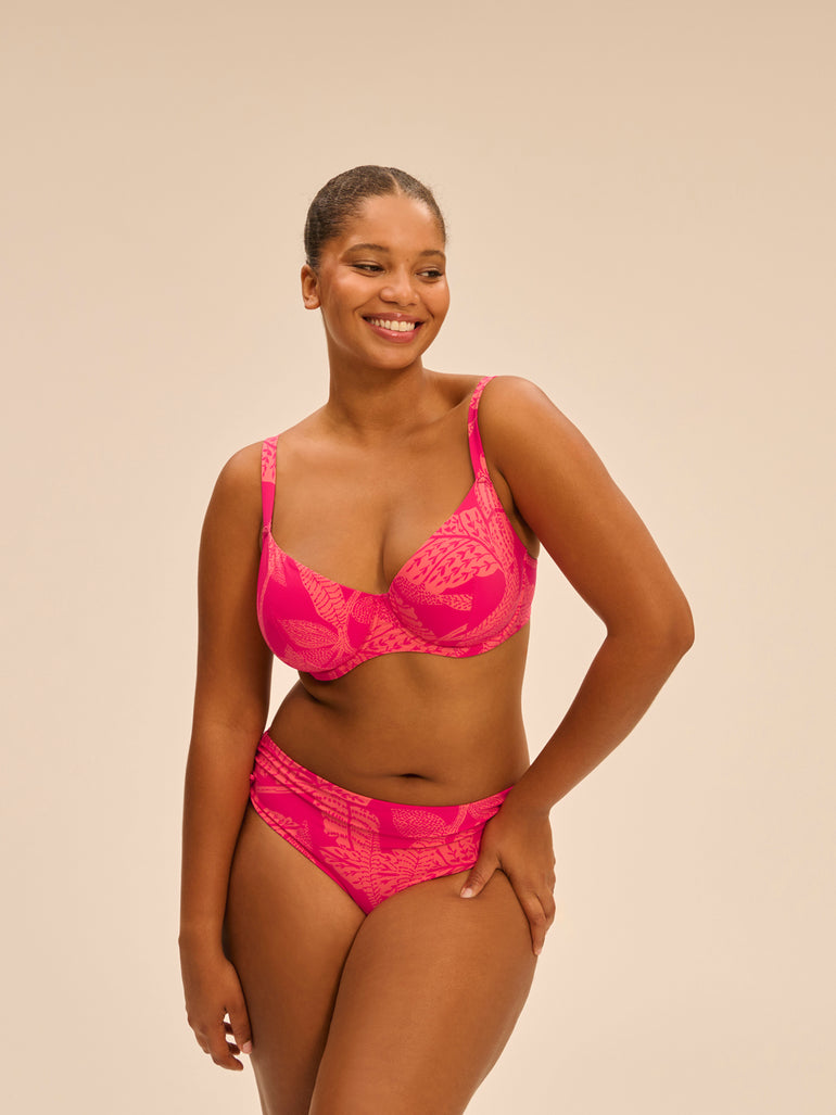 Underwired bikini top - Bright Rose Print