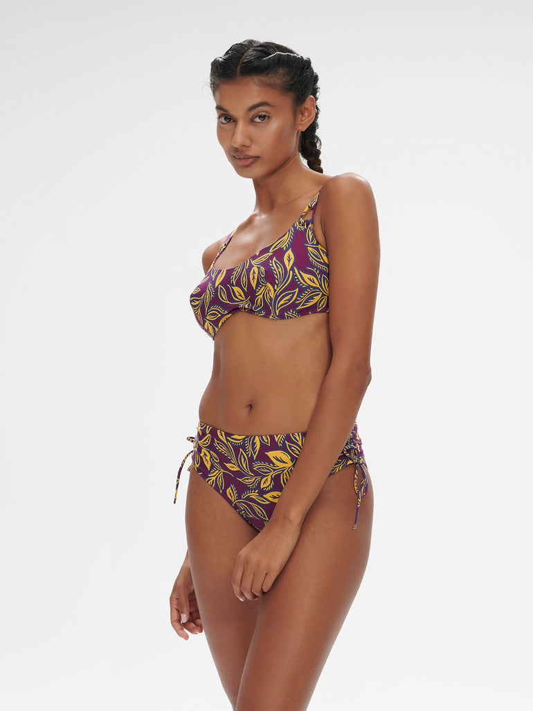 High-waist bikini brief - Agadir Purple Print