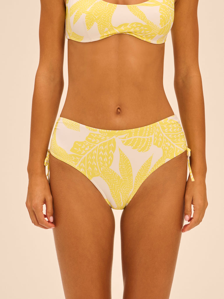 High-waist bikini brief - Plumeria Print