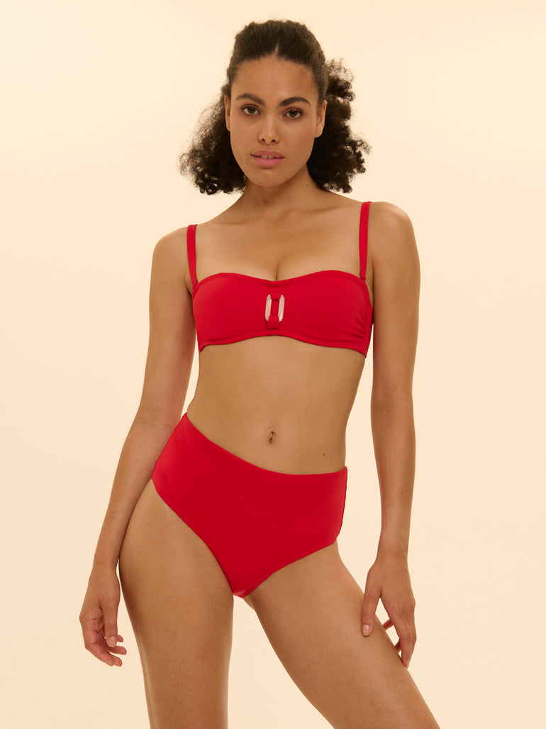 Underwired bandeau bikini top - Scarlet