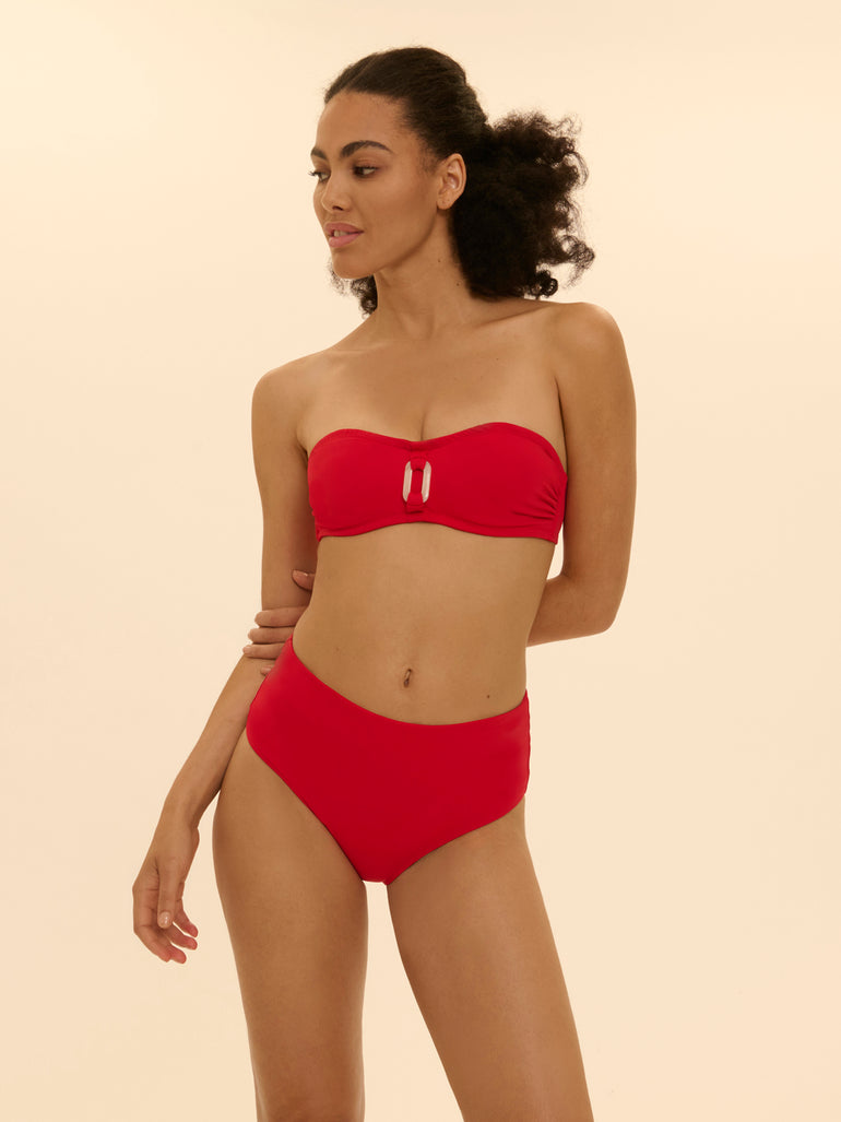 High-waist bikini brief - Scarlet