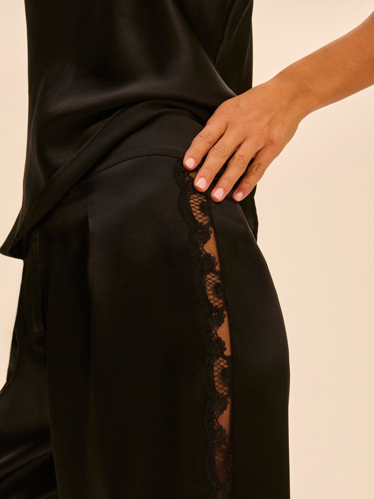 Trousers with embroidery - Black