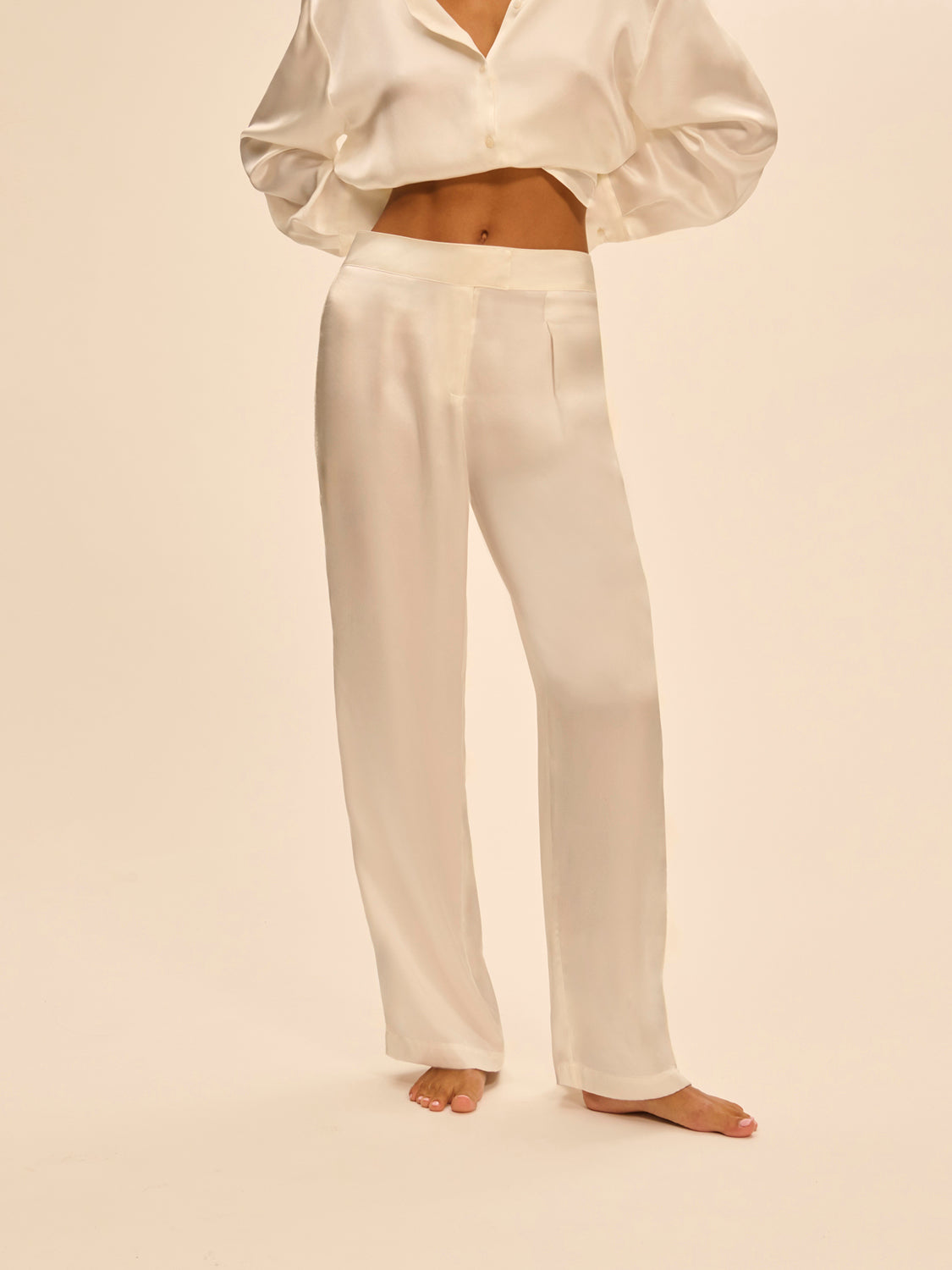 Trousers with embroidery - Natural