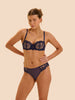 Half cup support bra - Midnight