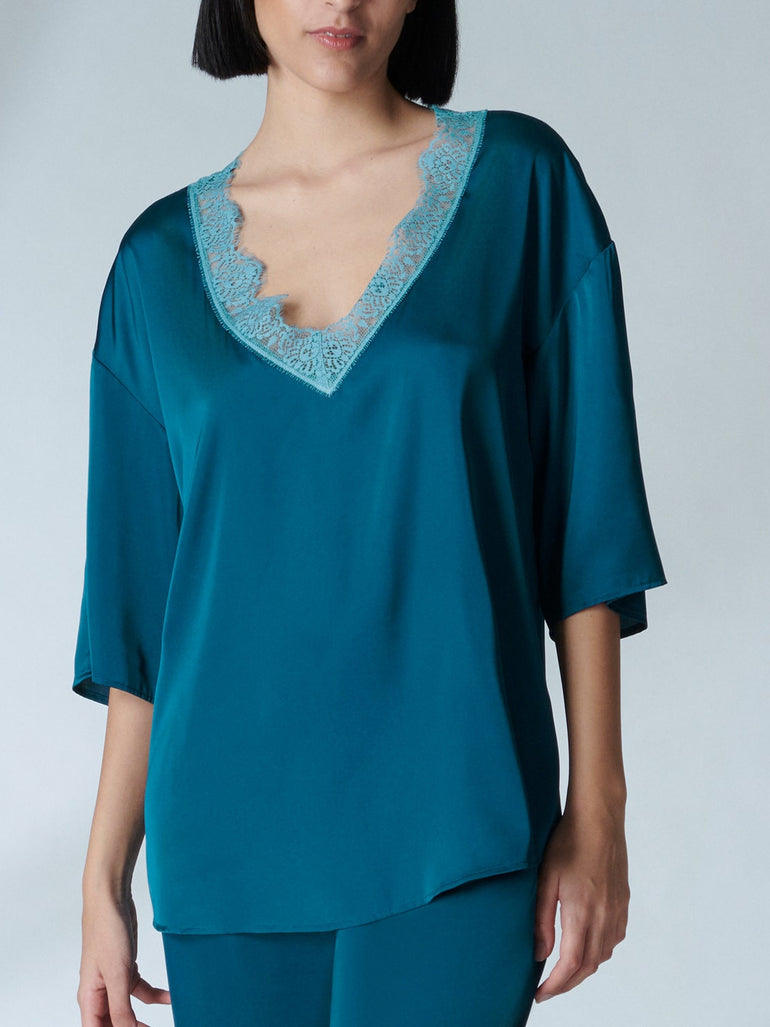 Short Sleeve Top - Cyan Blue