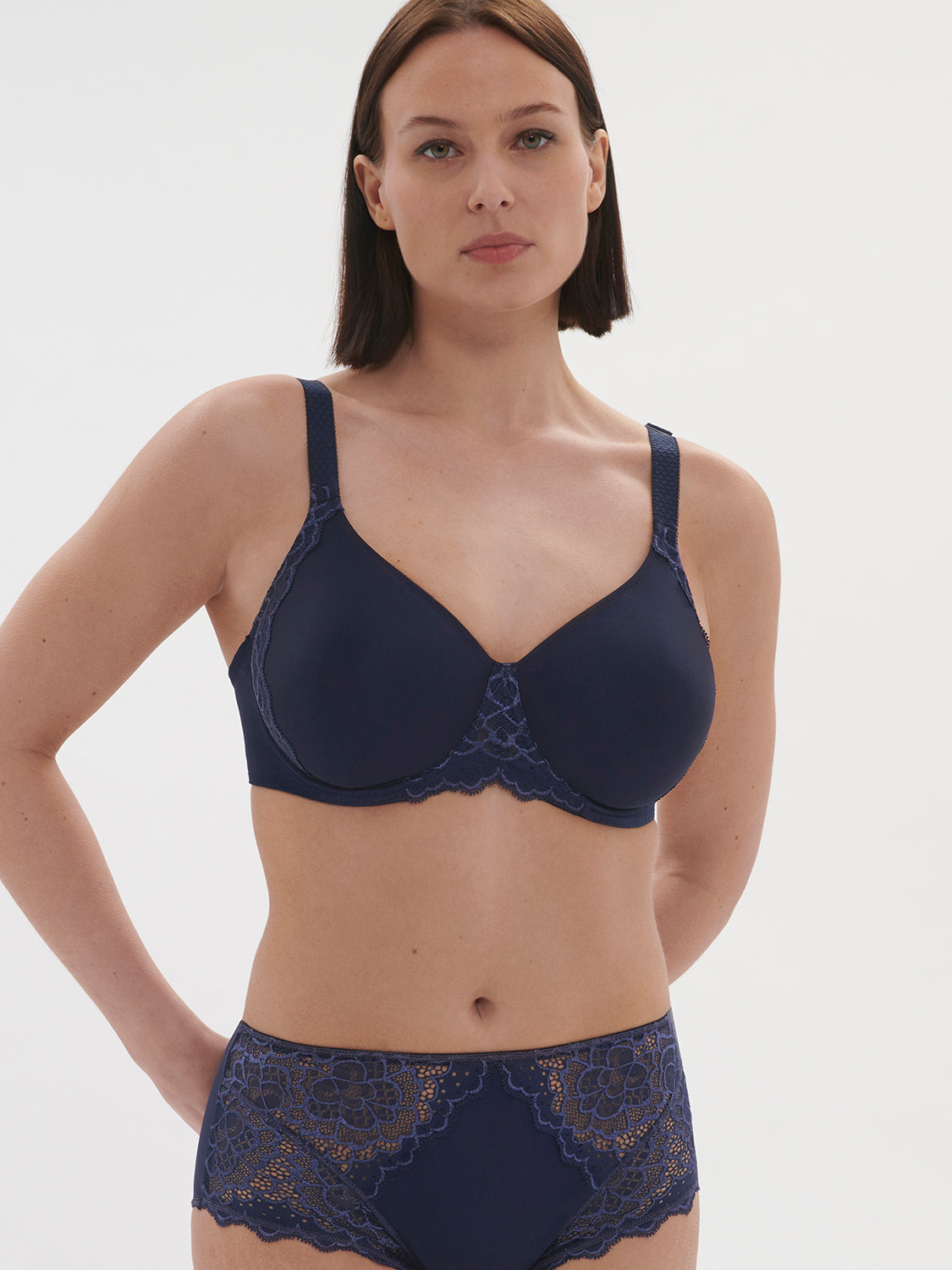 Moulded rigid underwired bra - Ink Blue