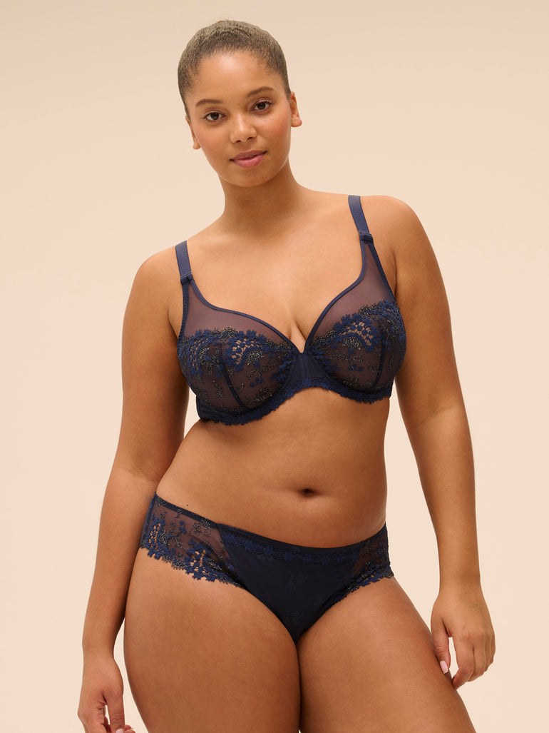 Plunging underwired bra - Sapphire