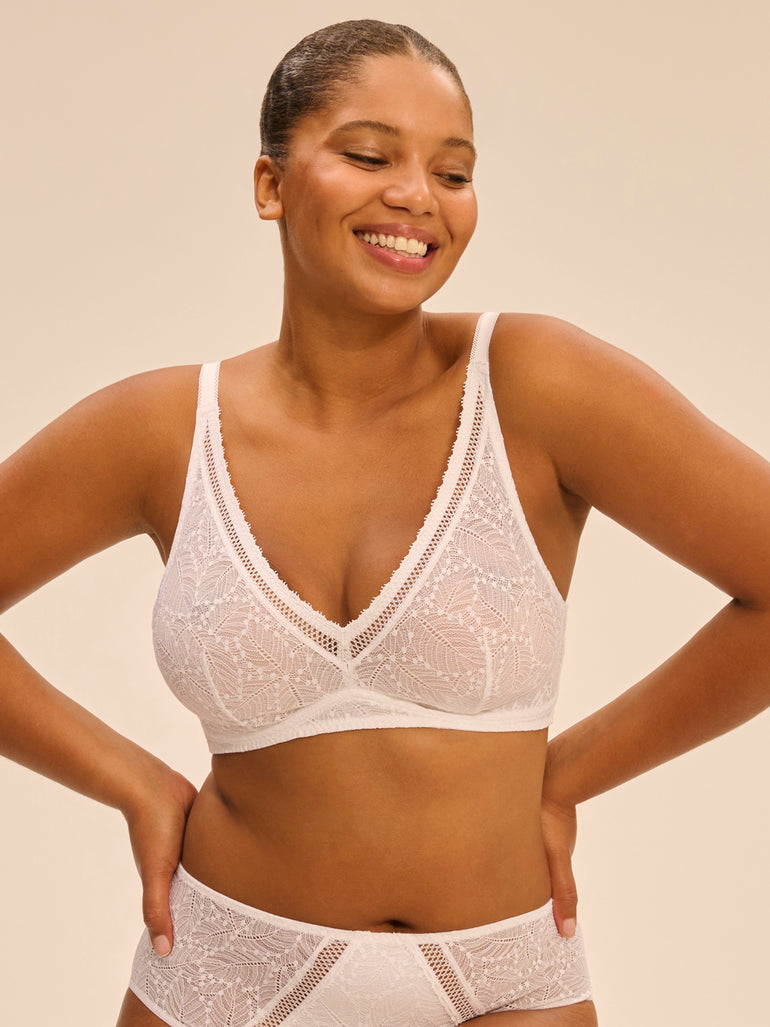 Structured wireless bra - White