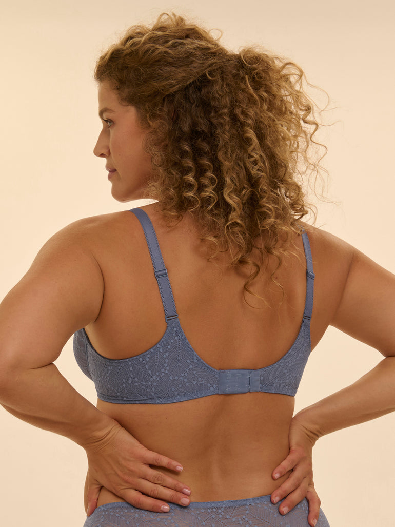Plunging moulded underwired bra - Chambray Blue