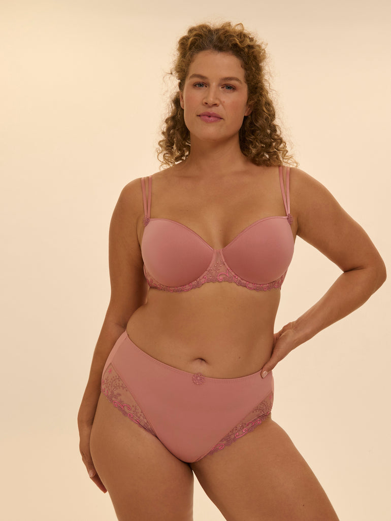 Squared neckline spacer bra - Smokey Pink