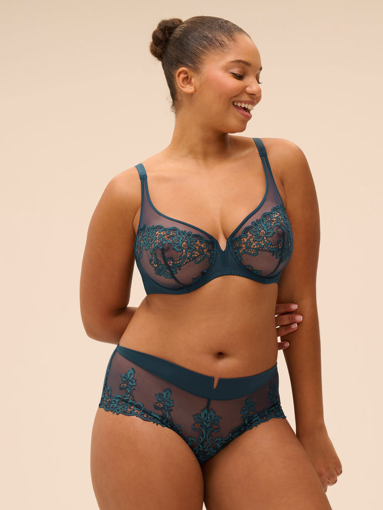 Plunging underwired bra - Prestige Blue