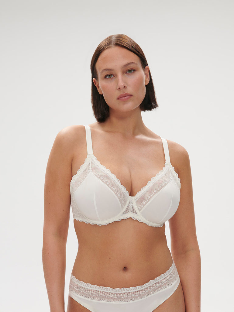 Plunging underwired bra - Natural