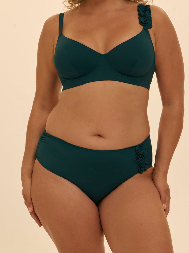 High-waist bikini brief - Emerald green