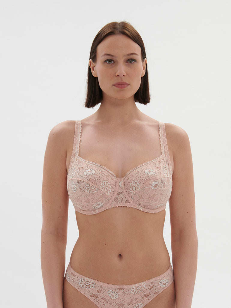 Squared neckline full cup bra - Ballet Pink