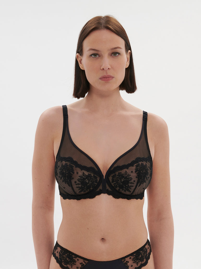 Plunging underwired bra - Black