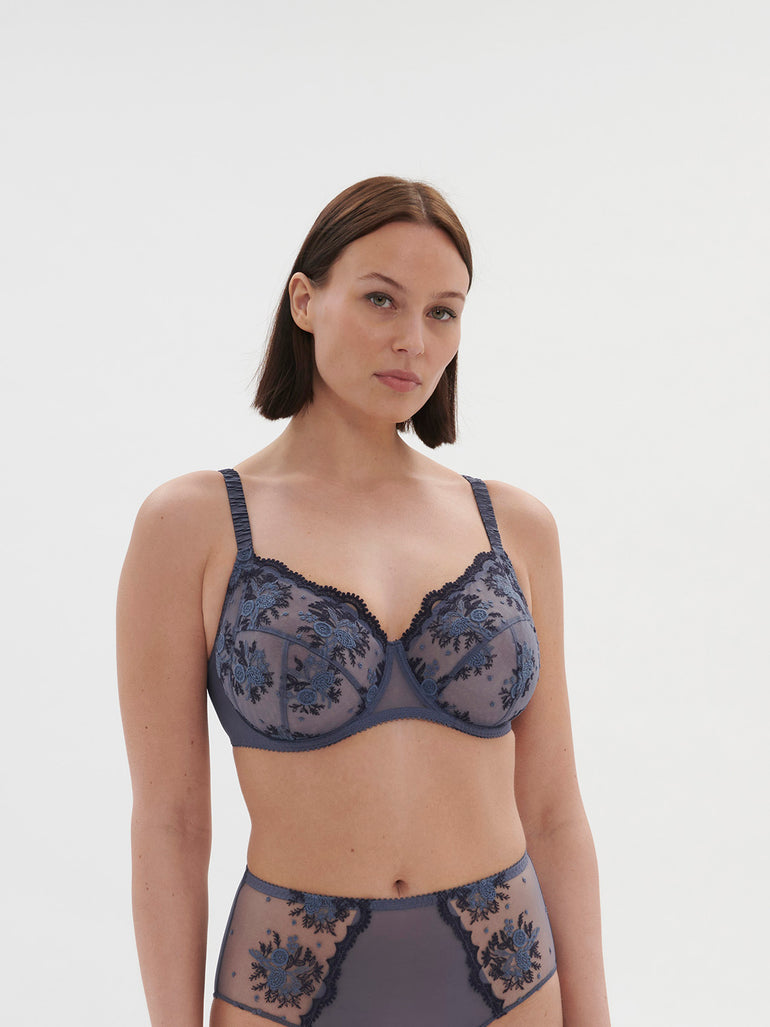 Full cup support bra - Cinder Blue