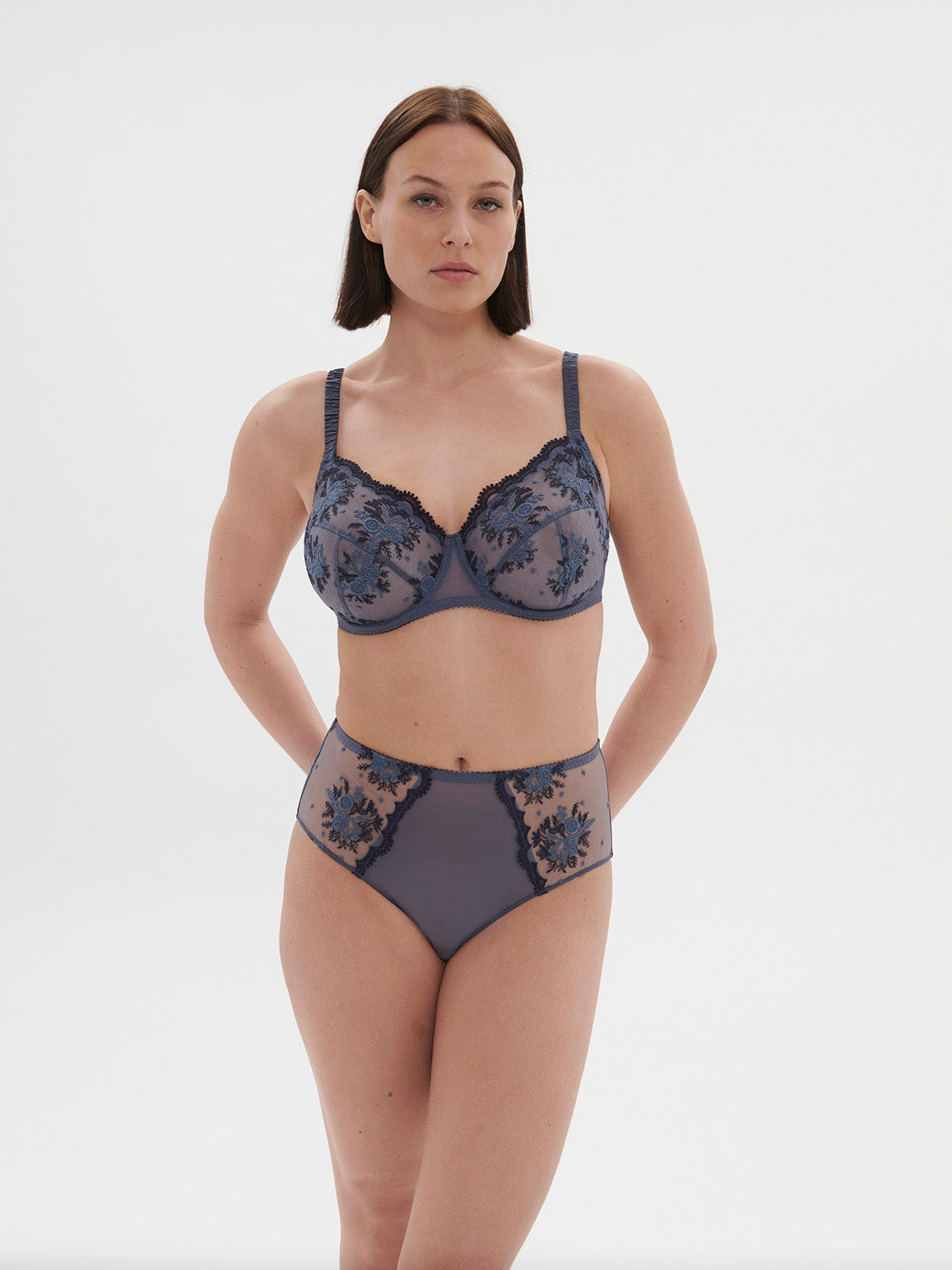 Cinder Blue high-waisted Knickers - Intrigue | Simone Pérèle UK