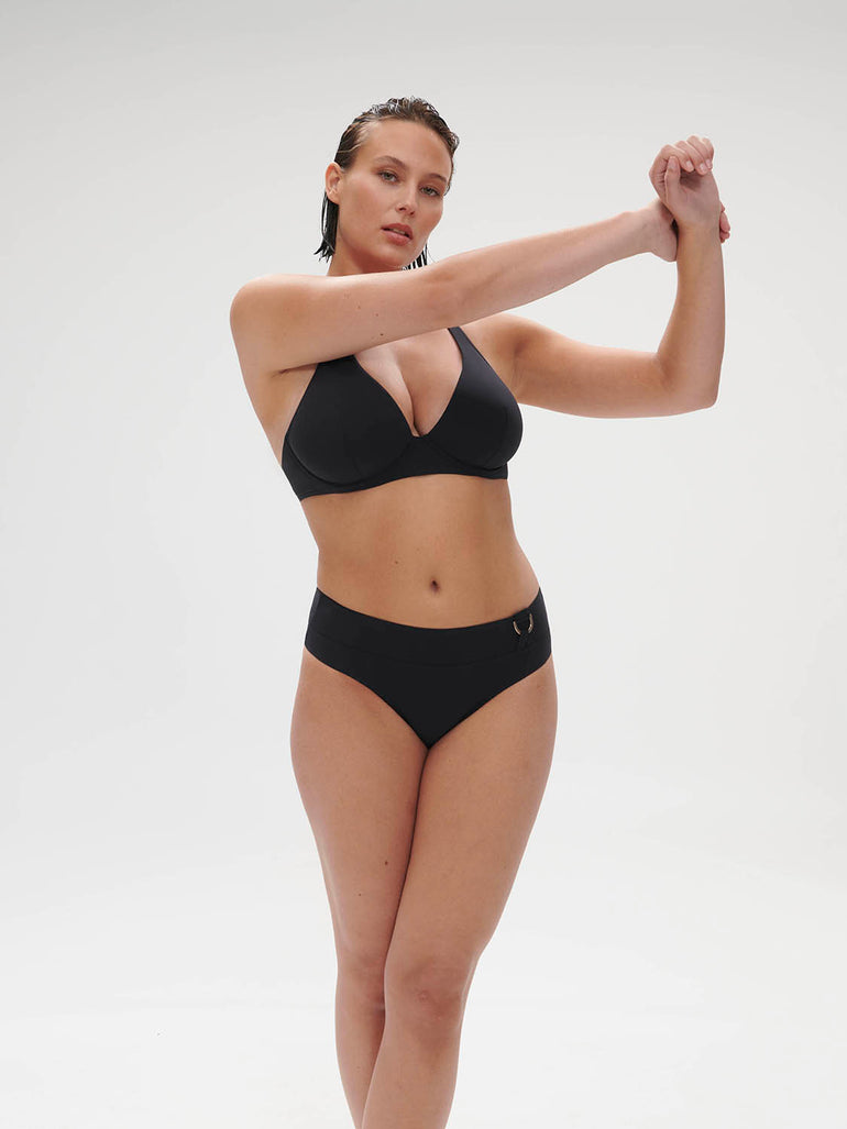 High-waist bikini brief - Black