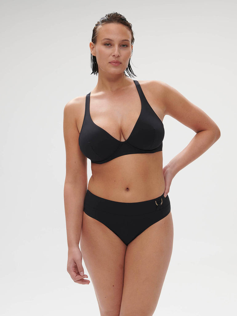 High-waist bikini brief - Black