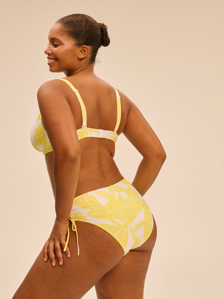 High-waist bikini brief - Plumeria Print