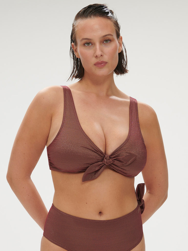 Wireless bikini triangle - Lurex Dark Purple