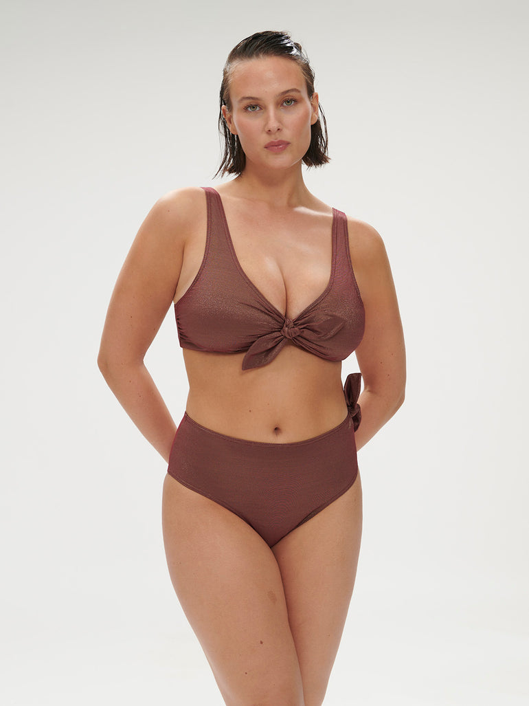 Wireless bikini triangle - Lurex Dark Purple