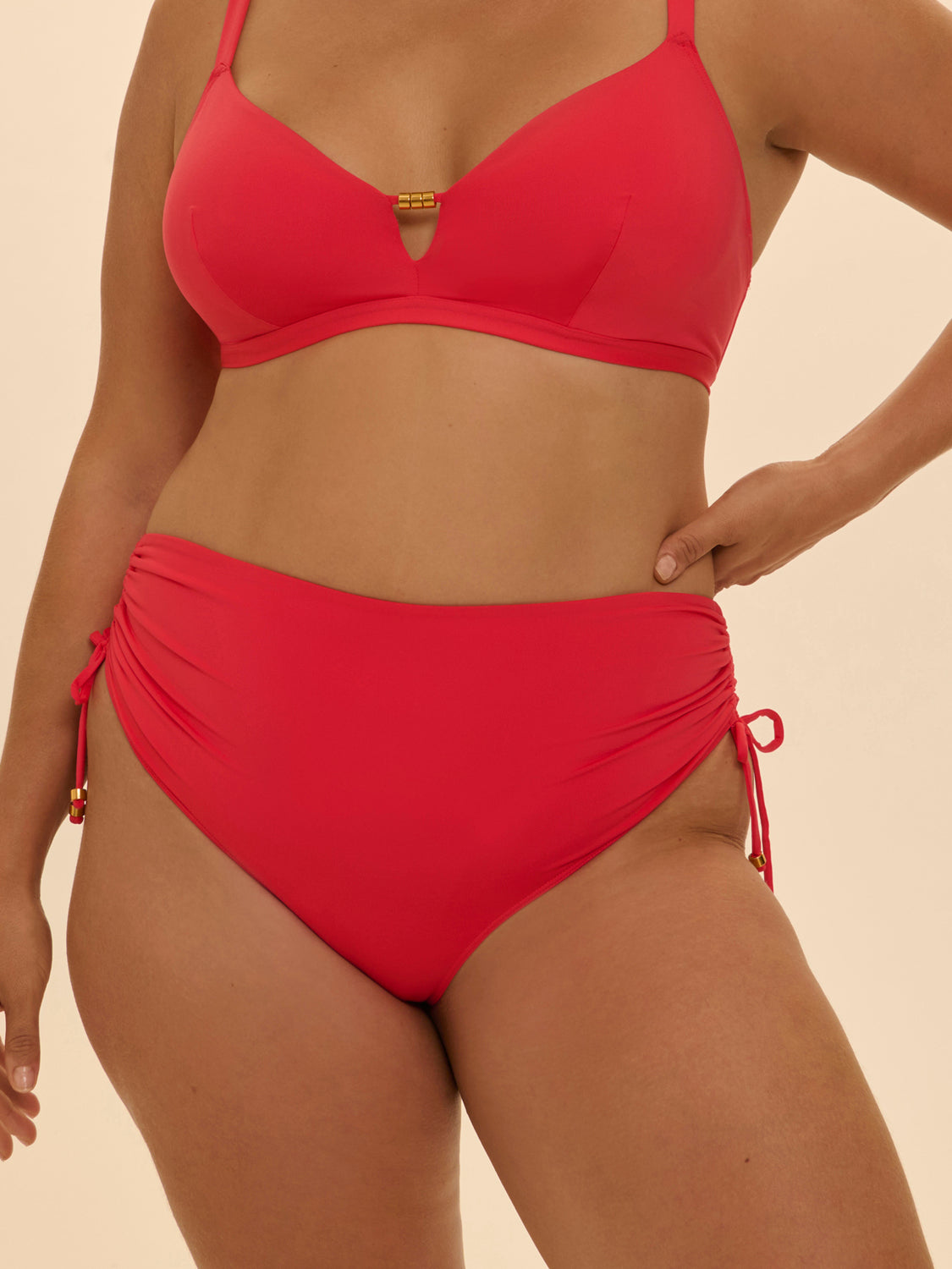 High-waist bikini brief - Flamingo