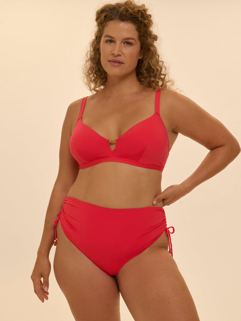 High-waist bikini brief - Flamingo