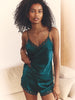 Top with embroidery - Emerald green