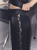 Trousers with embroidery - Black